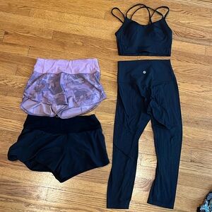 Lululemon  Summer Workout Bundle, one pair of leggings, 2 shorts and sports bra!